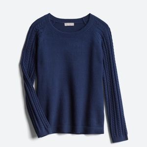 Wenonah Cable Knit Raglan Sleeve Sweater - Navy